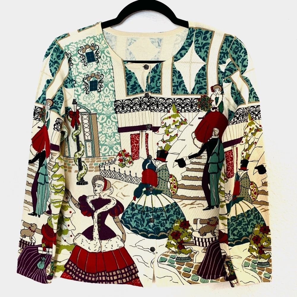 Cardigan Sweater Christmas Winter Theme‎ Women's Medium? Victorian Embellished
